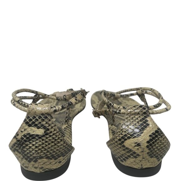 Paris Texas Jacky Python Printed Leather Thong Ankle Strap Flat Sandals Size 9.5 - Picture 5 of 13